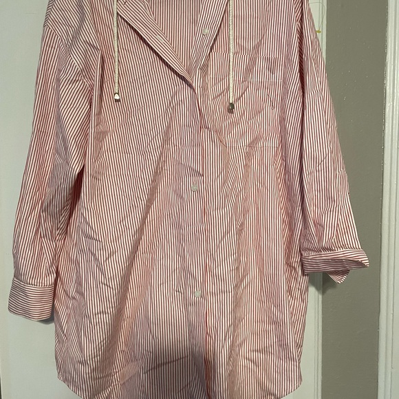 Vintage preppy red and white stripe DKNY dress or beach coverup - Picture 3 of 6